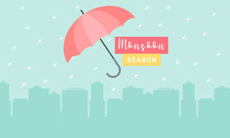 Monsoon season composition with flat designのイラスト素材