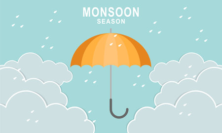 Monsoon season composition with flat designのイラスト素材