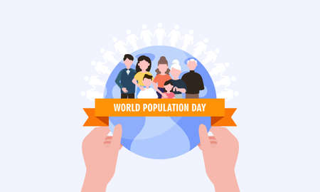 World population day illustration, poster or bannerのイラスト素材