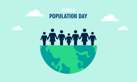 World population day illustration, poster or bannerのイラスト素材