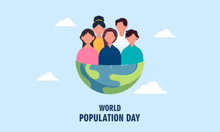 World population day illustration, poster or bannerのイラスト素材