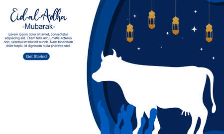 Eid al adha mubarak islamic festival social media banner templateのイラスト素材