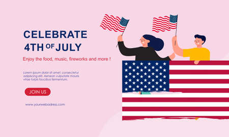 Flat design 4th of july banner templateのイラスト素材