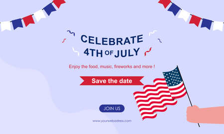 Flat design 4th of july banner templateのイラスト素材