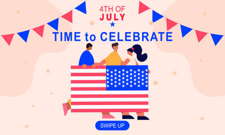 Flat design 4th of july banner templateのイラスト素材