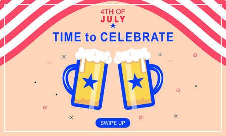 Flat design 4th of july banner templateのイラスト素材