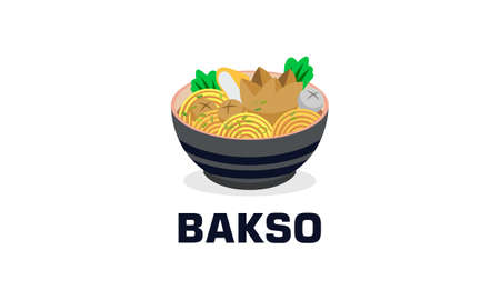 Delicious bakso in a bowl logo, traditional food from Indonesianのイラスト素材
