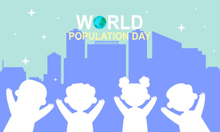 World population day illustration, poster or bannerのイラスト素材
