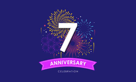 Anniversary fireworks and celebration background. Birthday or wedding party event decoration