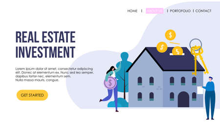Real estate investment landing page concept illustrationのイラスト素材