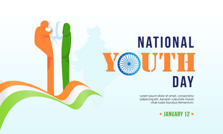 National youth day banner design template