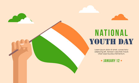 National youth day banner design templateのイラスト素材