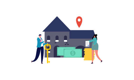 Real estate investment landing page concept illustrationのイラスト素材