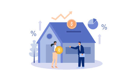 Real estate investment landing page concept illustrationのイラスト素材