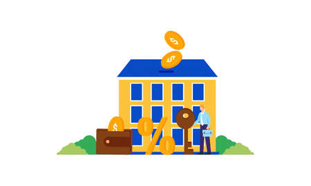 Real estate investment landing page concept illustrationのイラスト素材