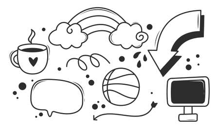 Abstract scribble icons hand drawn doodle coloringのイラスト素材