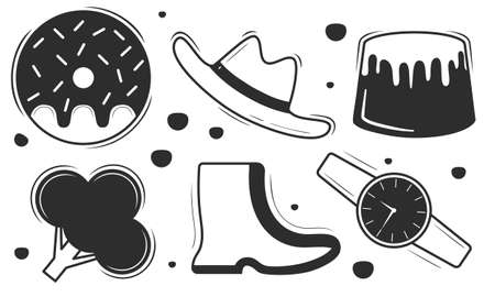 Abstract scribble icons hand drawn doodle coloringのイラスト素材