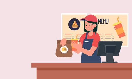 Drive thru, take away concept illustrationのイラスト素材
