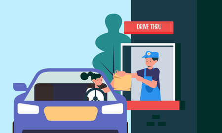 Drive thru, take away concept illustrationのイラスト素材