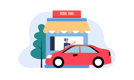 Drive thru, take away concept illustrationのイラスト素材