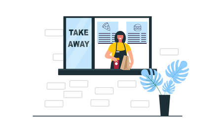 Drive thru, take away concept illustrationのイラスト素材