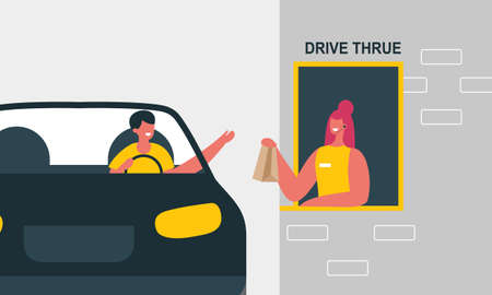 Drive thru, take away concept illustrationのイラスト素材