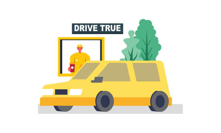 Drive thru, take away concept illustrationのイラスト素材