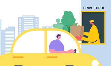 Drive thru, take away concept illustrationのイラスト素材