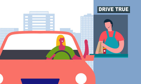 Drive thru, take away concept illustrationのイラスト素材
