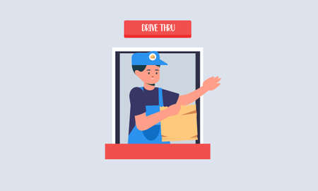 Drive thru, take away concept illustrationのイラスト素材