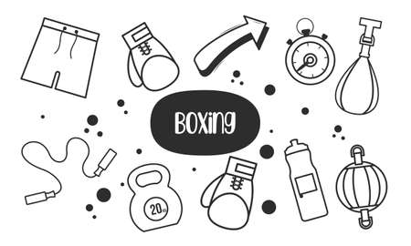 Cute boxing doodle element vectorのイラスト素材