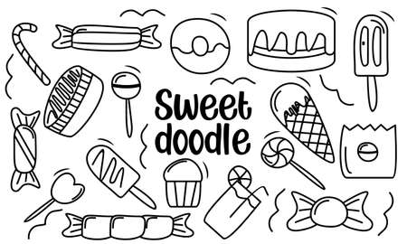 Cute sweet cake doodle element vectorのイラスト素材