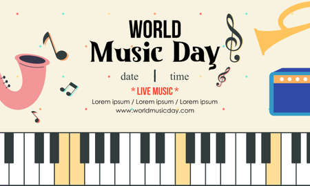 World music day with musical instruments vectorのイラスト素材