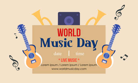 World music day with musical instruments vectorのイラスト素材