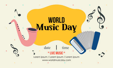 World music day with musical instruments vectorのイラスト素材