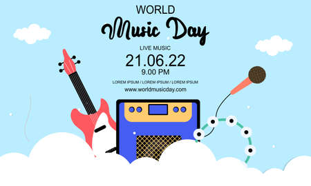 World music day with musical instruments vectorのイラスト素材