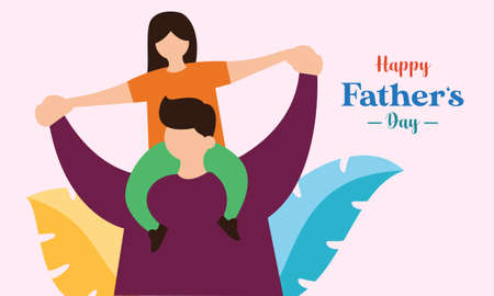 Happy father's day illustration vector. Happy familyのイラスト素材