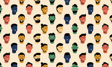 Seamless with men faces. Design element for Fathers Day concept and other use.のイラスト素材