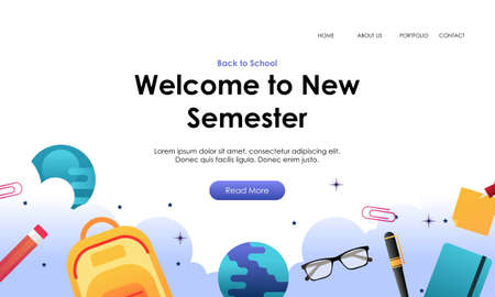 Back to school banner template landing pageのイラスト素材