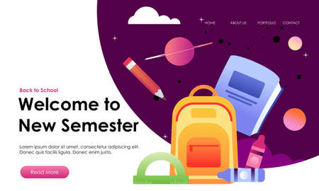 Back to school banner template landing pageのイラスト素材