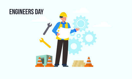 Engineering and construction illustrated. Happy engineers day