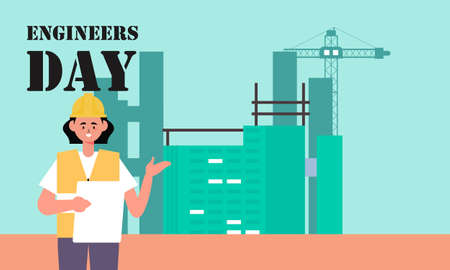 Engineering and construction illustrated. Happy engineers day