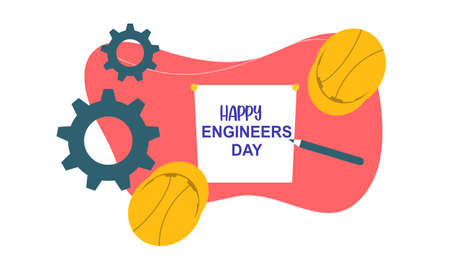 Engineering and construction illustrated. Happy engineers dayのイラスト素材