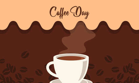 International day of coffee background, coffee cup logoのイラスト素材