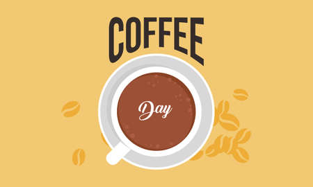 International day of coffee background, coffee cup logoのイラスト素材