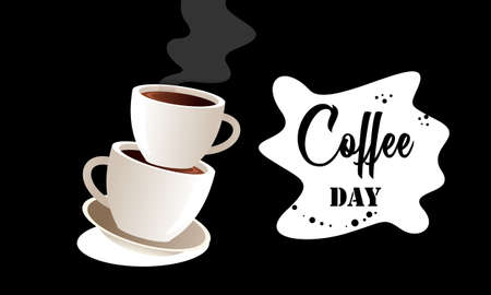 International day of coffee background, coffee cup logoのイラスト素材