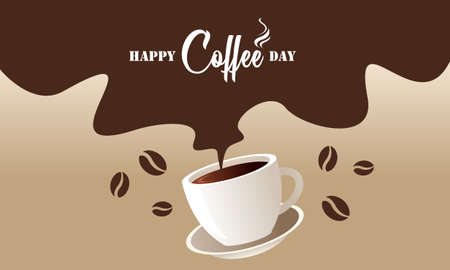 International day of coffee background, coffee cup logoのイラスト素材