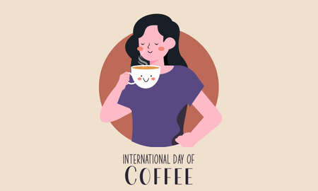 International day of coffee illustration hand drawn vectorのイラスト素材