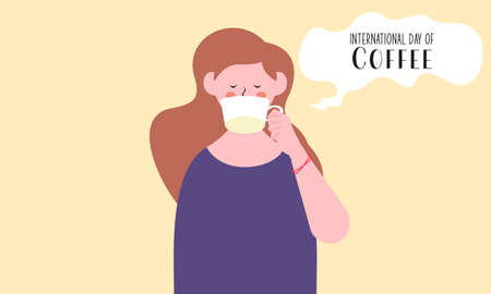 International day of coffee illustration hand drawn vectorのイラスト素材