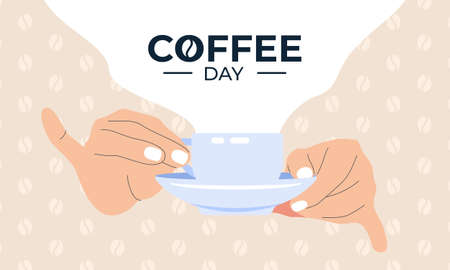 International day of coffee illustration hand drawn vectorのイラスト素材